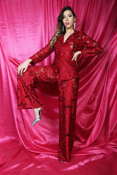 Code Red Lace Blazer and Trouser