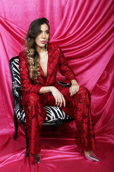 Code Red Lace Blazer and Trouser