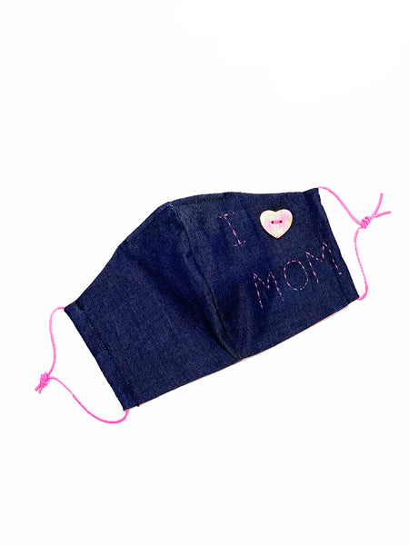 Mother Daughter Denim Masks set with Hand Embroidery