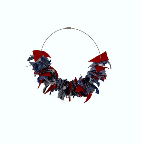 Red Denim Necklace