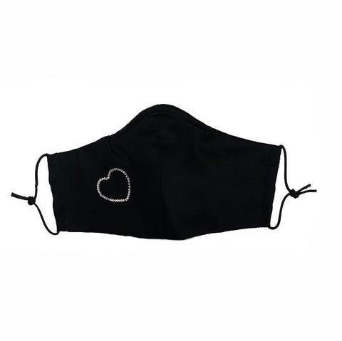 Women's Rhinestone Heart Mask - Black