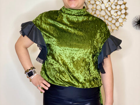 High Collar Velvet Top
