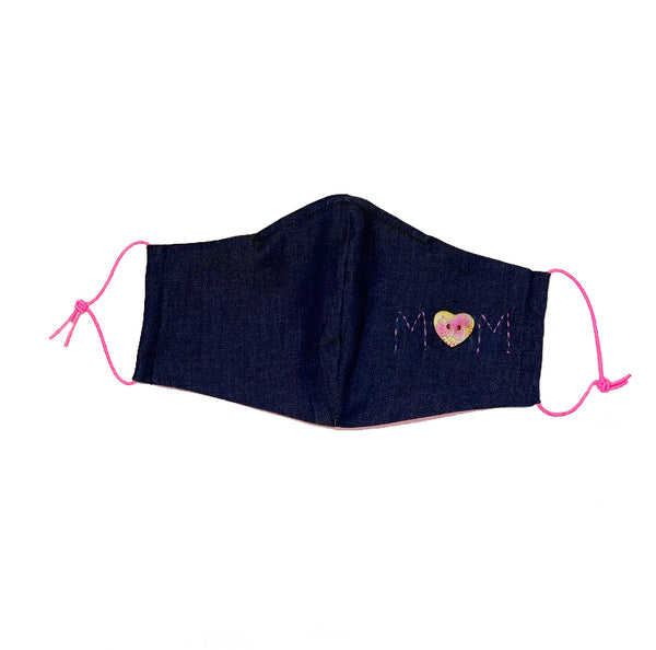 Mother Daughter Denim Masks set with Hand Embroidery