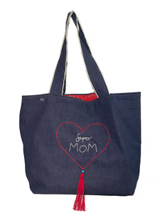 Super Mom Hand embroidered  Tote bag